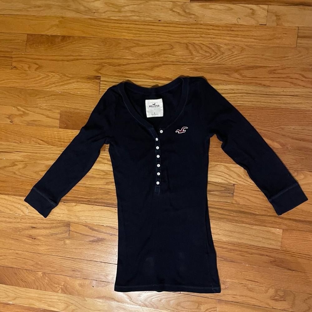 Hollister Blue Long Sleeve Tee Slim Fit